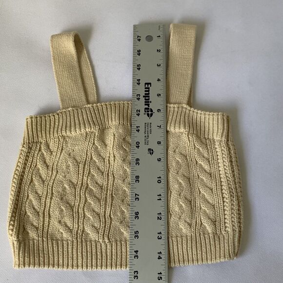 Forever 21 Pantone Crop Top Women S Sand Neutral Cable Knit Sweater Tank Preppy - Picture 8 of 8